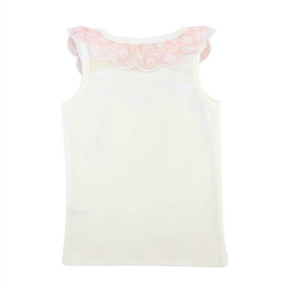 NEW OH BABY! baby's embroidered daisies collar rib tank in cream - Picture 2 of 3